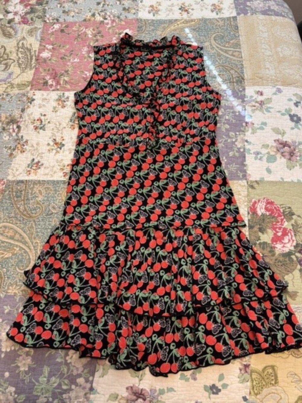 Loco Lindo Cherry Print Sleeveless Top & Skirt Set - Size S